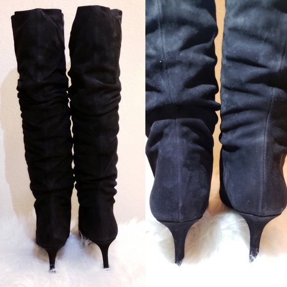 STUART WEITZMAN LAFAYETTE BLACK SUEDE BOOTS - Picture 5 of 8
